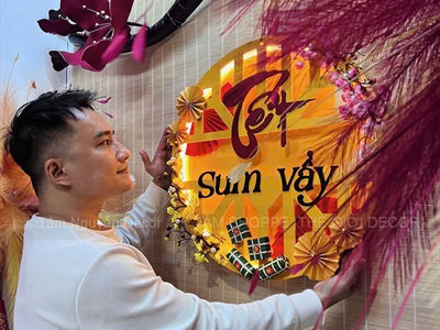 [Order 3 - 5 ngày] Bảng treo Tết Sum Vầy đèn Led [Bằng gỗ - Cắm điện] ĐK 60cm BANGTREO-TET-01